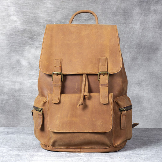 Mochila de Cuero Crazy Horse Estilo Retro para Hombre - Piel Vacuna Premium - Image 6