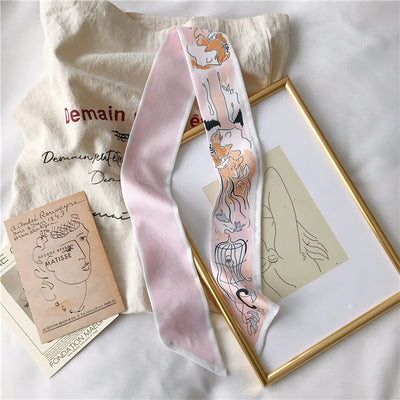 Pañuelo de Seda con Asa - Cinta Versátil para Cabello y Accesorios - Image 27