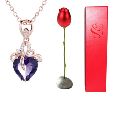 Collar Corazón de Cristal Bicolor con Rosa - Regalo Romántico para Ella - Image 20