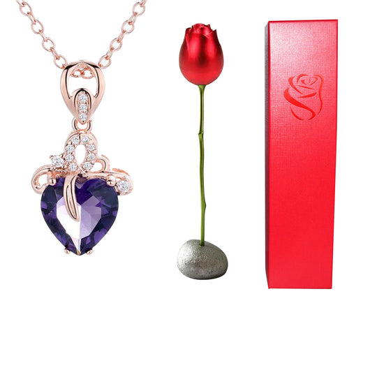 Collar Corazón de Cristal Bicolor con Rosa - Regalo Romántico para Ella - Image 20