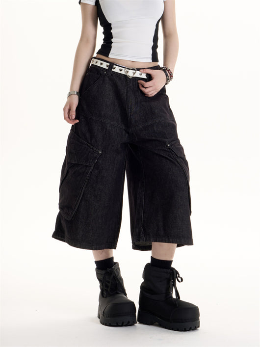 Shorts Denim Retro Americano Cargo con Bolsillos - Estilo Workwear - Image 5