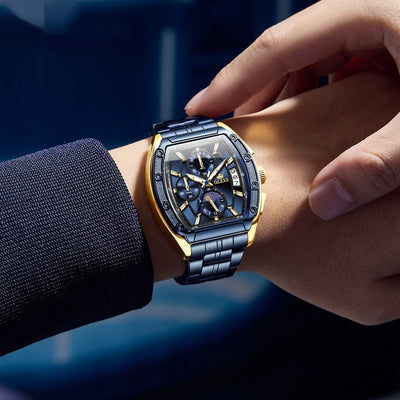Reloj de Hombre con Correa de Acero y Esfera Luminosa