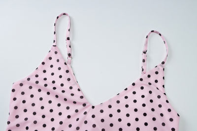 Enterizo Polka Dot Escote V Ajustado Sexy con Tirantes - Image 13