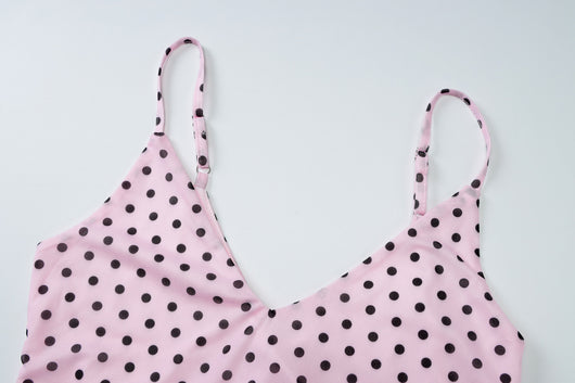 Enterizo Polka Dot Escote V Ajustado Sexy con Tirantes - Image 13