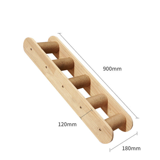 Árbol Rascador Mural para Gatos - Plataforma de Madera Sólida con Escalera - Image 8