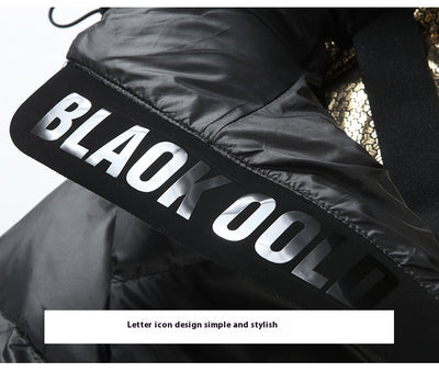 Abrigo de Lujo Negro y Dorado Tendencia - Image 15