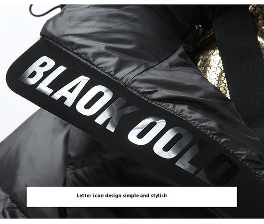Abrigo de Lujo Negro y Dorado Tendencia - Image 15
