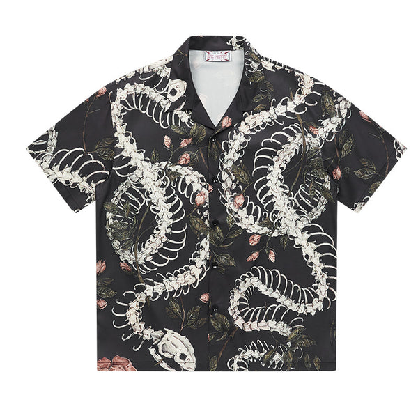 Camisa Cubana de Manga Corta con Patrón de Hueso de Serpiente - Diseño Original - Image 6