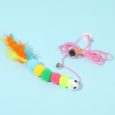 Two plush mouse cat toys, one gray and one white, with pink elastic ropes, bells, and suction cups. - Image 3