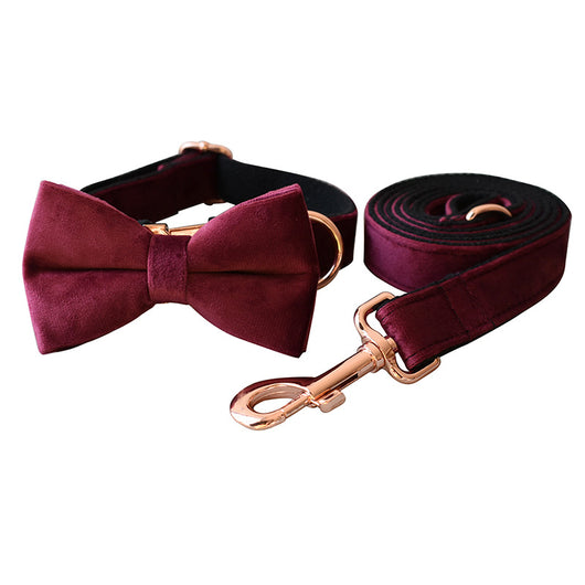 Collar de Terciopelo para Perro con Moño Doble de Microfibra