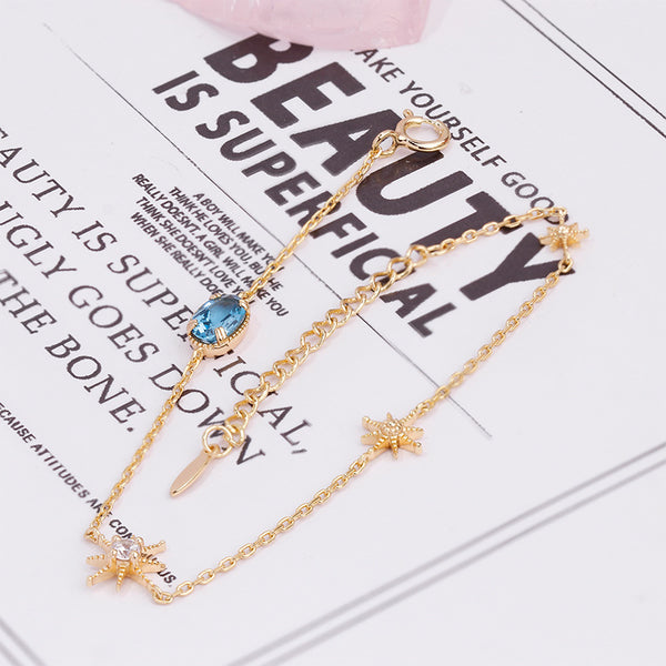Pulsera Topacio Azul Cielo Estrellado para Mujer