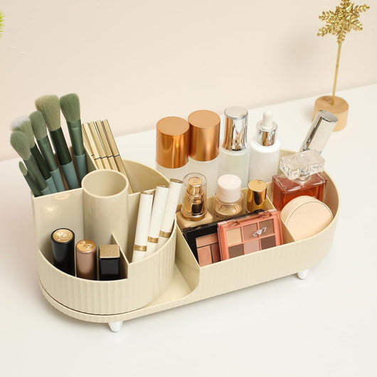 Organizador Giratorio de Maquillaje para Tocador - Gran Capacidad con Soporte para Brochas - Image 3