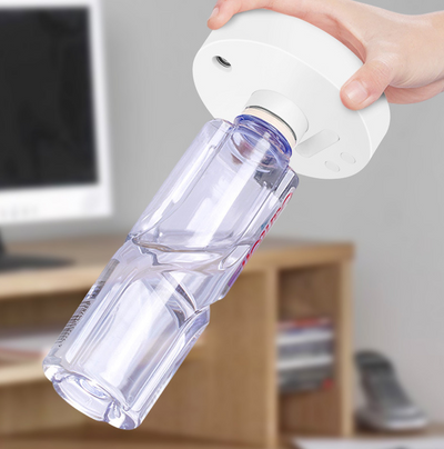 White round portable USB humidifier with a night light, single fog outlet, and two control buttons. - Image 13