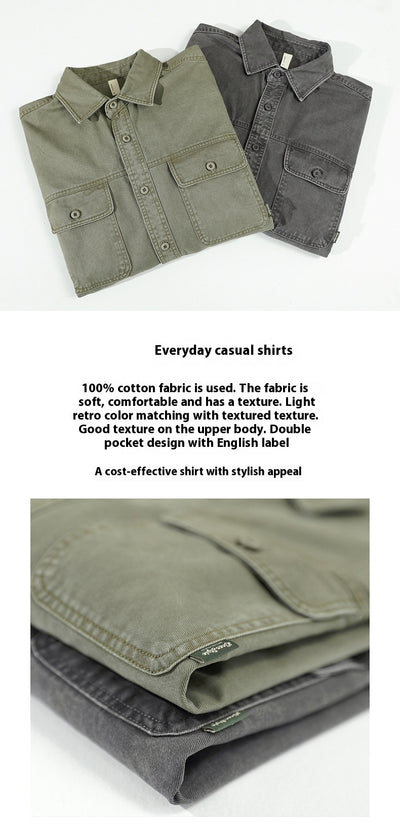 Camisa de Trabajo Retro Estilo Japonés Manga Larga para Hombre - Image 13