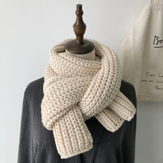 Bufanda Gruesa de Lana Tejida para Invierno - Colores Sólidos Versátiles - Image 17