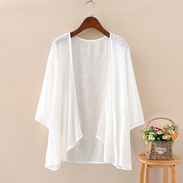 Cardigan Ligero de Algodón y Lino para Mujer - Perfecto para Verano