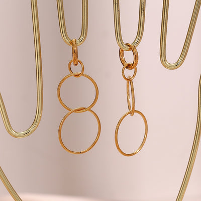 Aretes Circulares Largos Chapados en Oro 18K Acero Inoxidable - Image 20