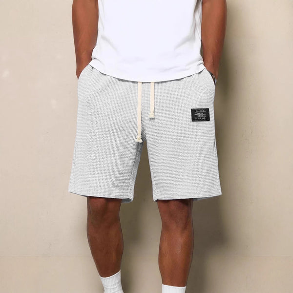 Shorts Casuales para Hombre con Tejido Waffle y Bordado - Image 3