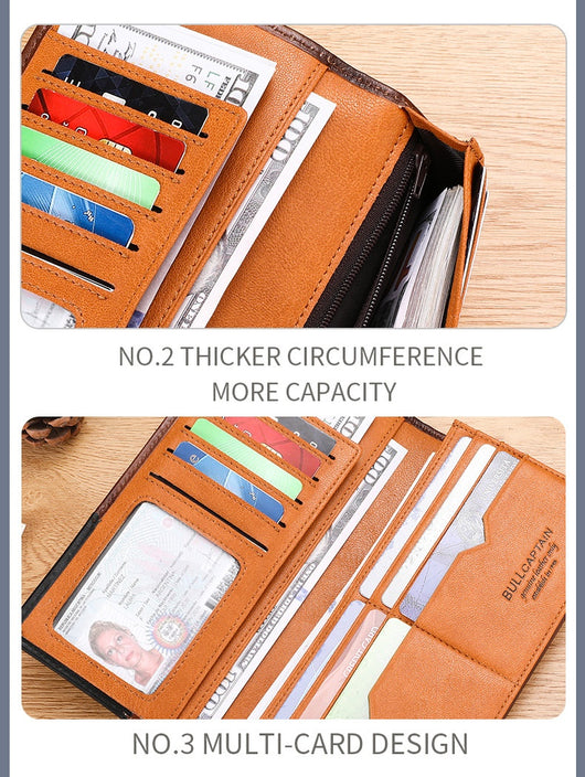 Billetera Bifold de Cuero Engrasado Premium para Hombre - Capacidad Grande - Image 26