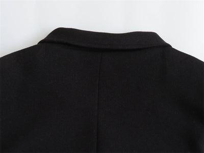 Abrigo de Lana Doble Botonadura Cuello V para Mujer - Negro - Image 13