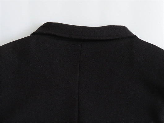 Abrigo de Lana Doble Botonadura Cuello V para Mujer - Negro - Image 13