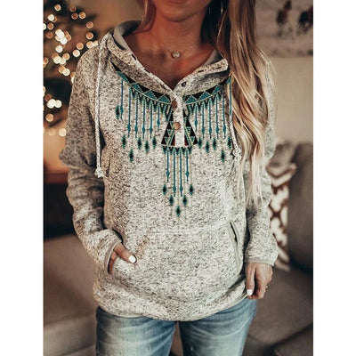 Sudadera Gris con Capucha y Estampado para Mujer - Image 14