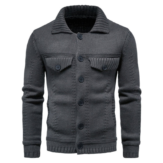 Cardigan Casual de Punto con Solapa para Hombre - Image 5