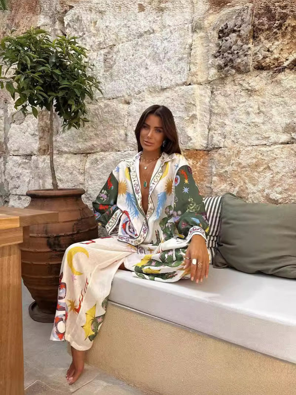 Camisa de Lino Larga con Estampado Macarons - Image 7