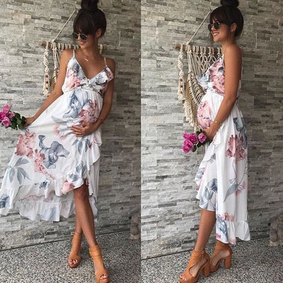 Vestido Suelto Estampado con Volantes y Tirantes para Embarazadas - Image 9