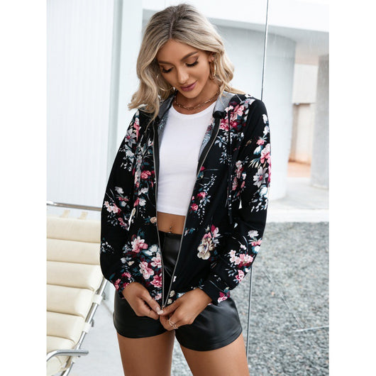 Chamarra Cardigan Cremallera con Sudadera Estampada con Capucha - Image 3