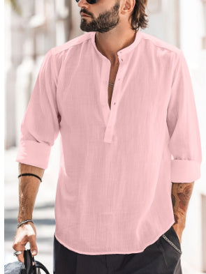 Camisa Casual para Hombre con Cuello de Pie y Puños Reforzados - Image 12