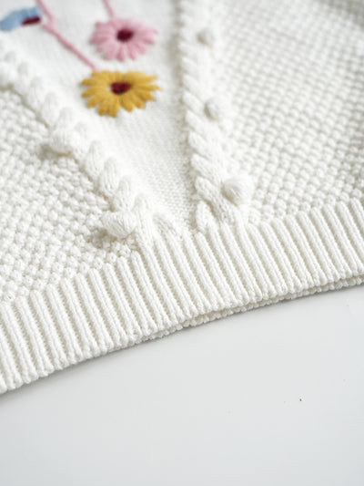 Suéter de Algodón para Bebé con Flores Bordadas a Mano - Image 10