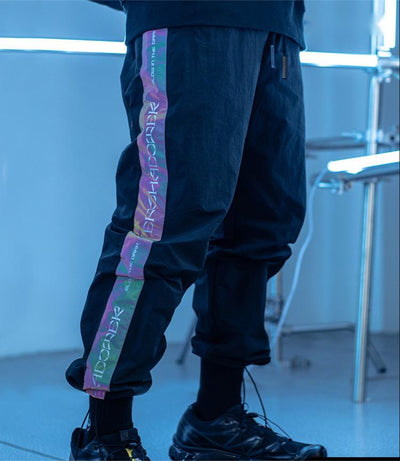 Pantalones Deportivos Reflectantes con Cordón - Diseño Suelto y Moderno