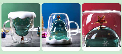 Taza de Café Navideña de Vidrio Resistente al Calor con Tapa y Asa - Image 13