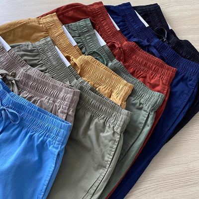 Pantalones Cortos Casuales de Algodón Puro con Cintura Elástica para Hombre - Image 34