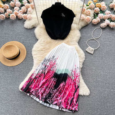 Conjunto de Dos Piezas: Blusa Plisada sin Mangas y Falda Diseño Exclusivo para Mujer - Image 34