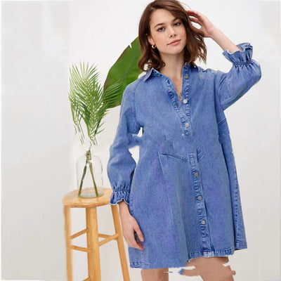 Jumpsuit Polo Denim con Mangas Farol - Image 9