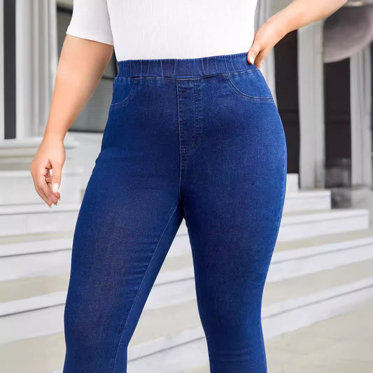 Pantalones Skinny Cortos Talla Grande con Cintura Elástica - Image 2