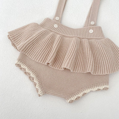 Conjunto de Dos Piezas para Bebé Niña - Cardigan Bicolor con Falda Pantalón Suspensores - Image 24