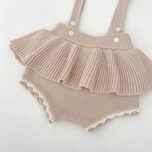 Conjunto de Dos Piezas para Bebé Niña - Cardigan Bicolor con Falda Pantalón Suspensores - Image 24