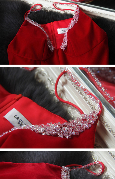 Vestido Princesa Terciopelo Rojo Escote Profundo Espalda Descubierta - Image 14