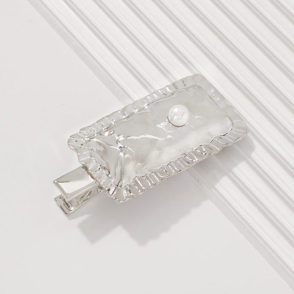 Pasador Cuadrado Retro con Textura - Accesorio Capilar Creativo y Personalizado