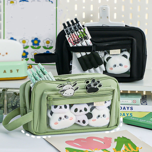 Estuche Escolar Transparente de Gran Capacidad con Diseño Infantil