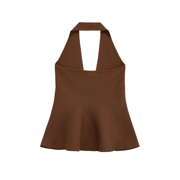 Top Halter Ajustado para Mujer con Cuello Anudado
