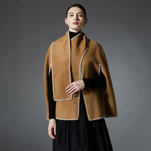 Capa Reversible de Lana Doble Faz con Bufanda Integrada - Image 3