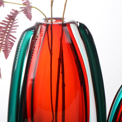 Jarrón Minimalista de Lujo Wabi-sabi Esmaltado en Rojo y Azul - Image 6
