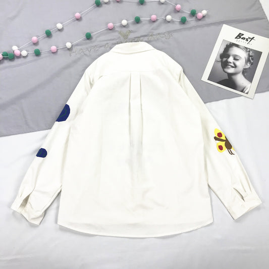 Blusa Blanca Suelta Estilo Artista Japonés para Niña y Estudiante - Image 2