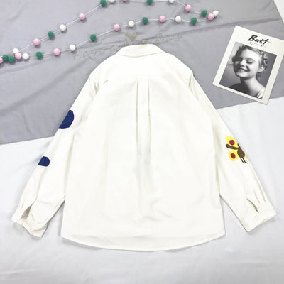 Blusa Blanca Suelta Estilo Artista Japonés para Niña y Estudiante - Image 2