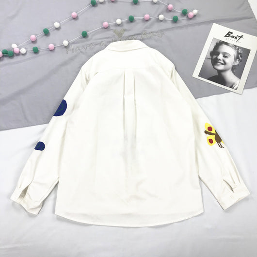 Blusa Blanca Suelta Estilo Artista Japonés para Niña y Estudiante - Image 2