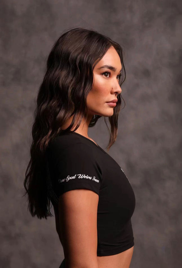Playera Deportiva Estampada de Alto Estiramiento y Secado Rápido para Yoga y Running
